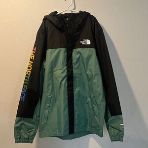 The North Face Black and Green Rain Jacket